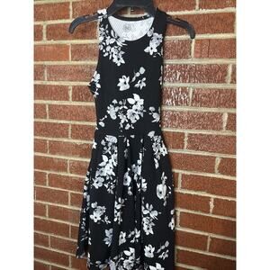 SO Juniors Dress Black Floral Open Back XS